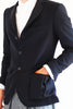 Wool and Cashmere Blazer Blue with Striped Trim